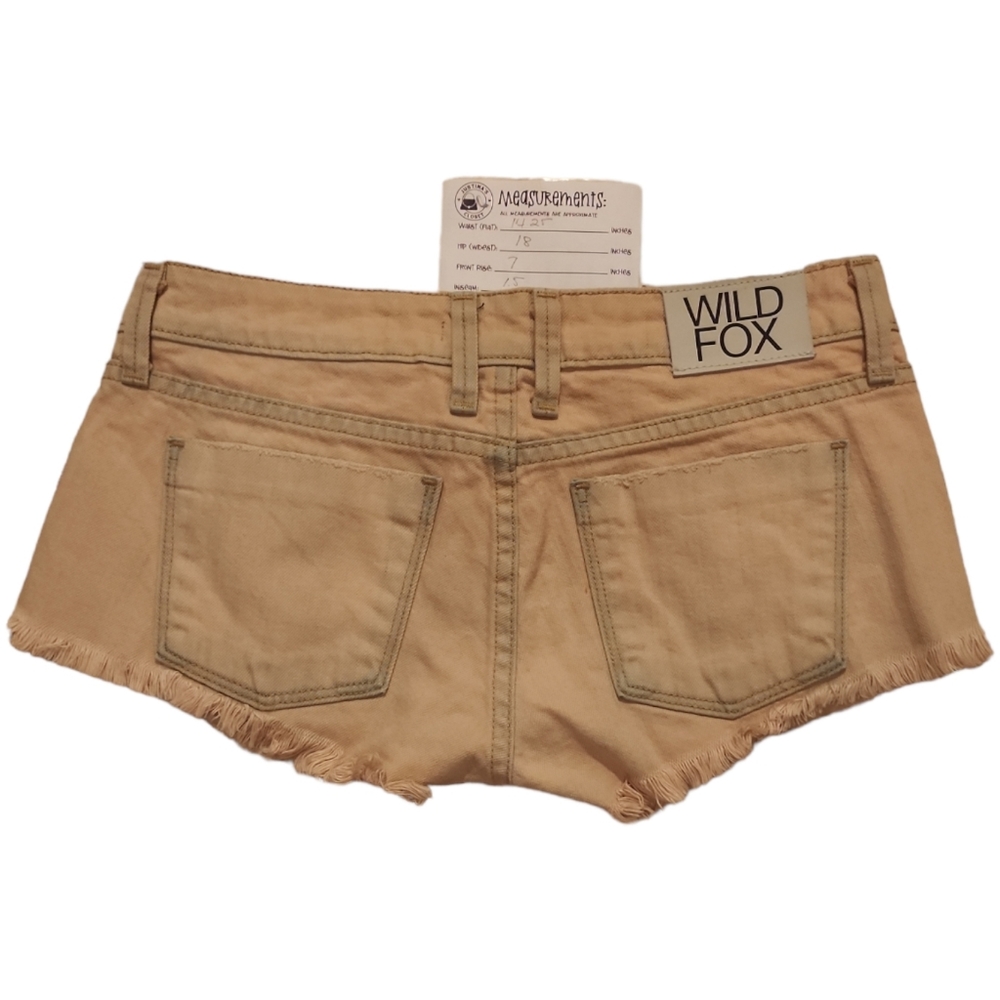 NWT Wildfox Ghost Nude FRIDAY NIGHT Distressed Jean Shorts Sz 26 - Picture 4 of 6